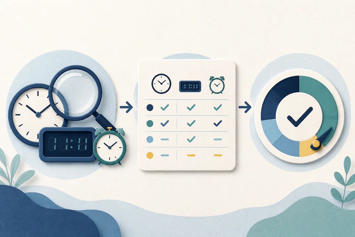 Clocks moving through the TOPCLOCKS product evaluation process
