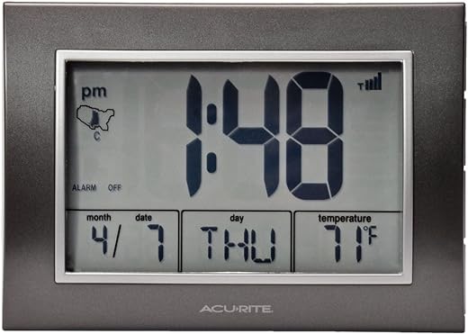 AcuRite Atomic Alarm Clock, Grey