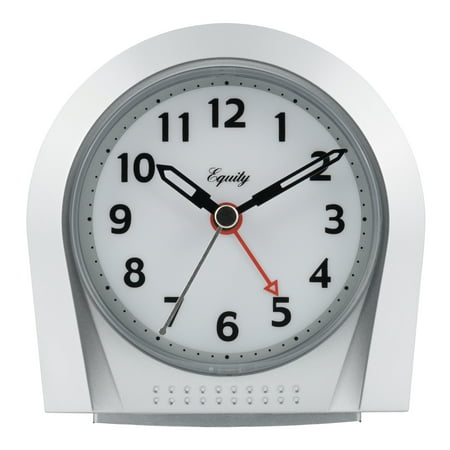 Equity by La Crosse Silver Silent Sweep Night Vision Alarm Tabletop Clock, 21103