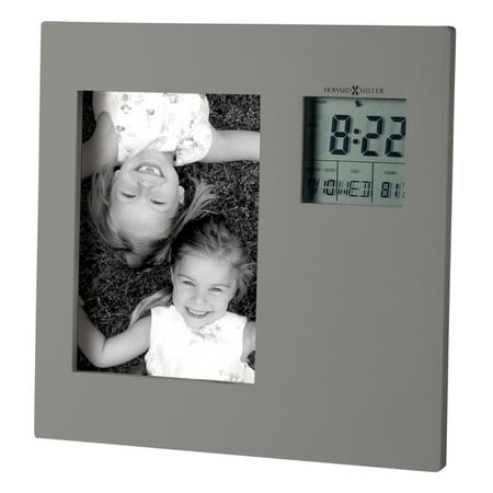 Howard Miller Picture This Table Clock 645-553 – Titanium Photo Frame & LCD Digital Display with Quartz, Alarm Movement
