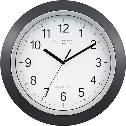 La Crosse Technology WT-3129B 12 Inch Atomic Analog Wall Clock, Pack of 1, Black