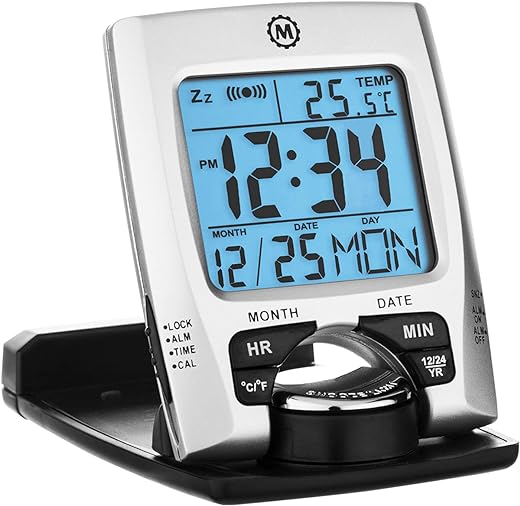 MARATHON Travel Alarm Clock with Calendar
