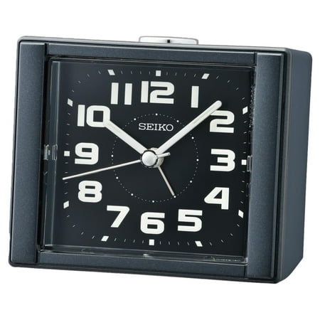 Seiko Aoki Square Beep Alarm Clock, Black, Quartz, Analog, Square, QHE189KLH