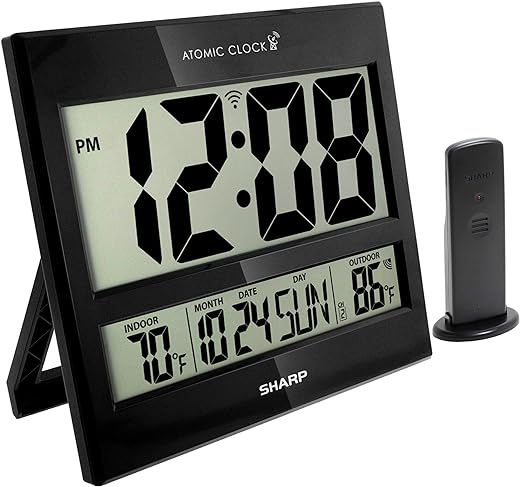 SHARP Atomic Clock with Temperature Display