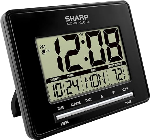 Sharp Atomic Digital Alarm Clock - Easy-to-Read Display