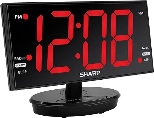 Sure! The shortened title for the product could be: "SHARP Digital Alarm Clock - LED Display, FM Radio