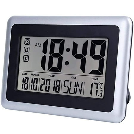 UMEXUS Digital Wall Clocks, 9'' Large Display Digital Clock with Indoor Temperature Date Day, Black Desk Clocks for Home Bedroom Kitchen Office