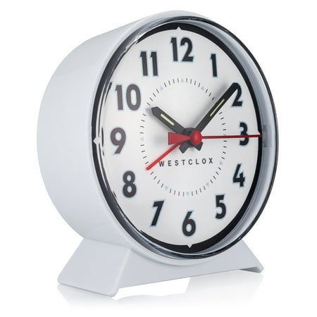 Westclox Retro Style Analog Mechanical Keywound Bedside or Desk Alarm Clock - White Dial