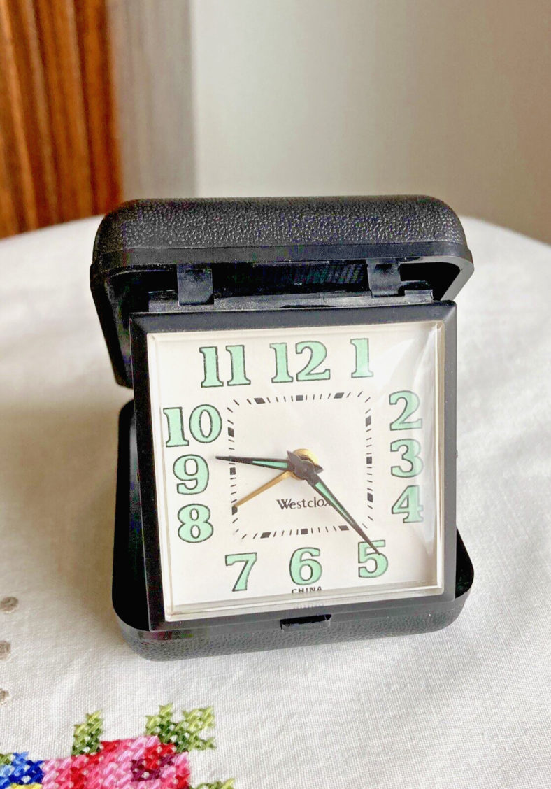 Westclox Travel Folding Alarm Clock Glows in the Dark Black Vintage Works Fine