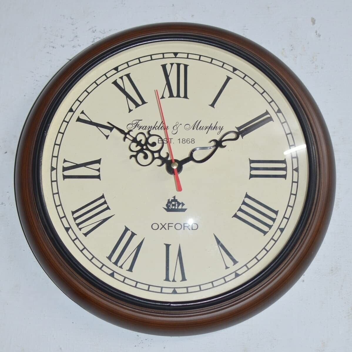 12 inch Antique Wooden Wall Clock Roman Numerals Home Office Décor
