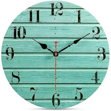14 Inch Teal Wall Clock Decor Vintage Kitchen Accessories Silent Non Ticking Wall Clocks Battery