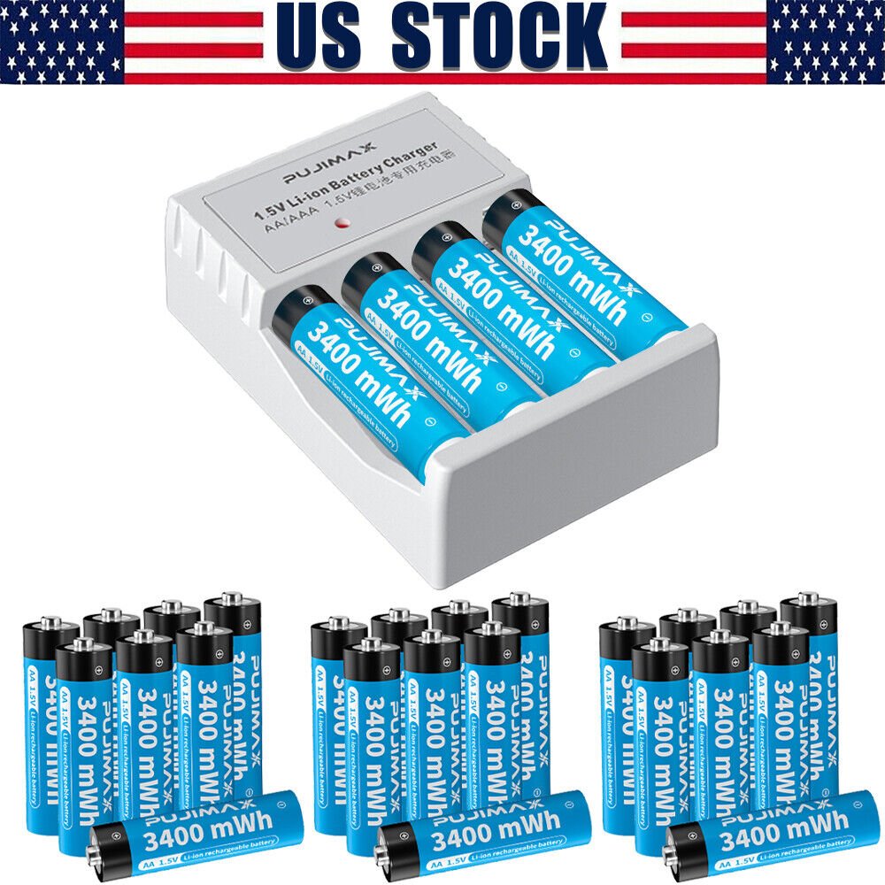 1.5V AA AAA Rechargeable Li-ion Batteries / Fast Lithium Battery Charger LOT