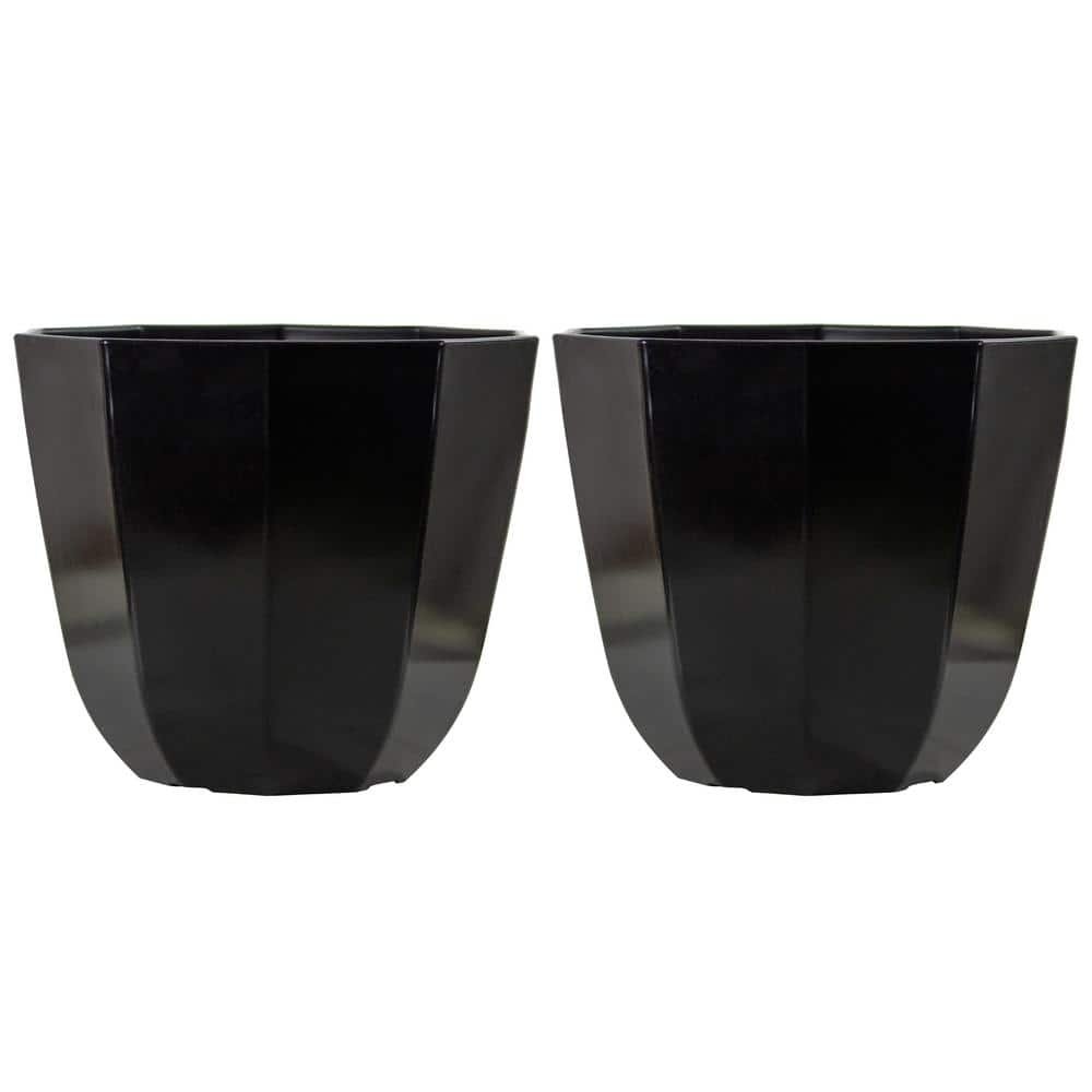 16 in. Alessi Plastic Planter Black (2-Pack)