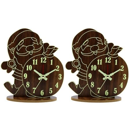 2 Count Santa Alarm Clock Digital Wall Clock Christmas Clocks Dining Table Decor Mute Wall Clock Child Student
