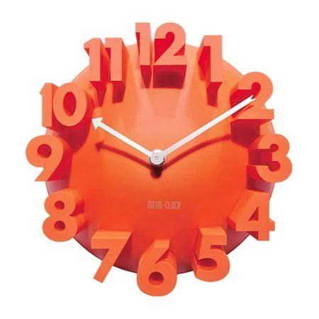 3D Wall Clock Big Digital Modern Contemporary Home Office Decor Round Quartz Orange Exquisite Clock