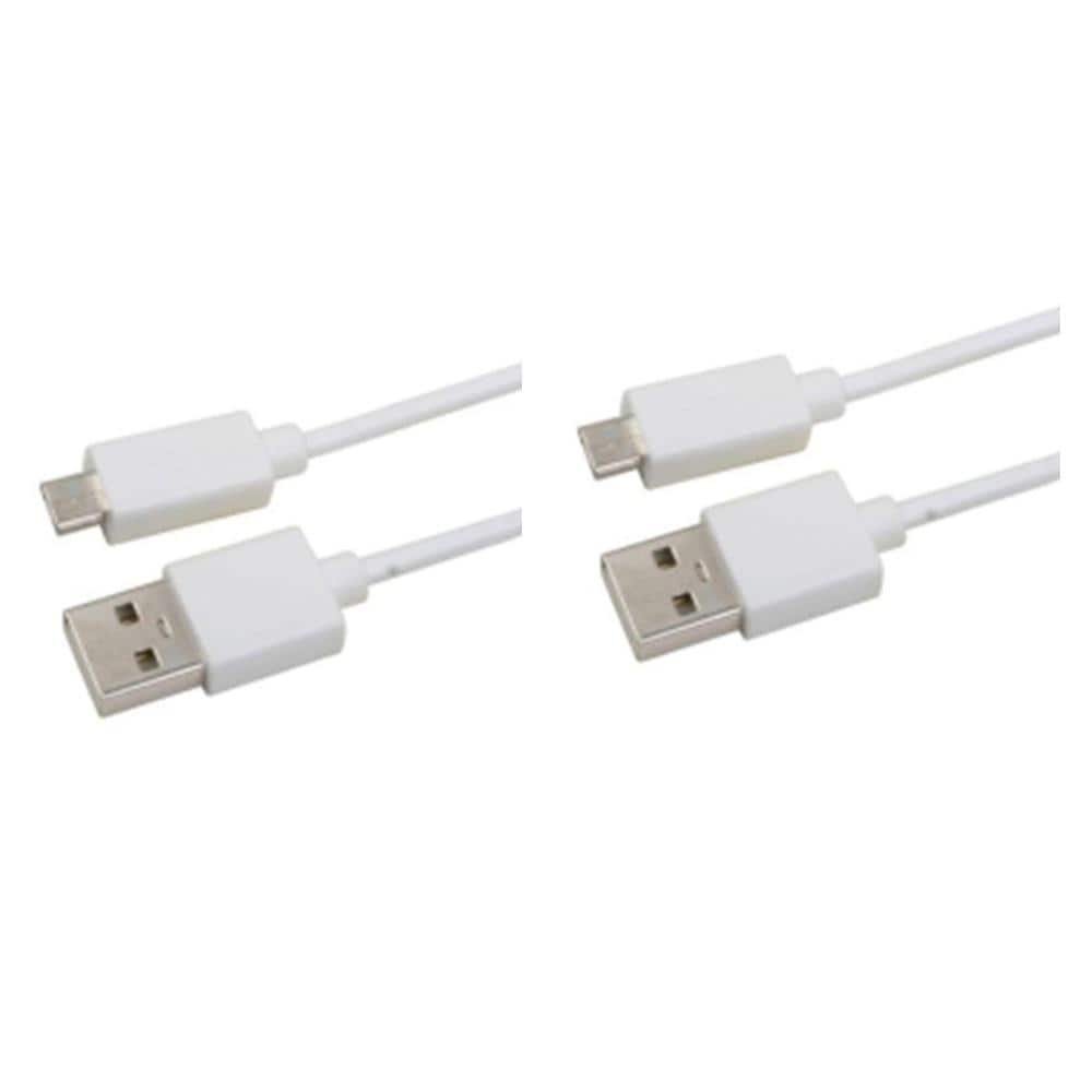 3 ft. USB to Micro-USB Charging Cable, White (2-Pack)