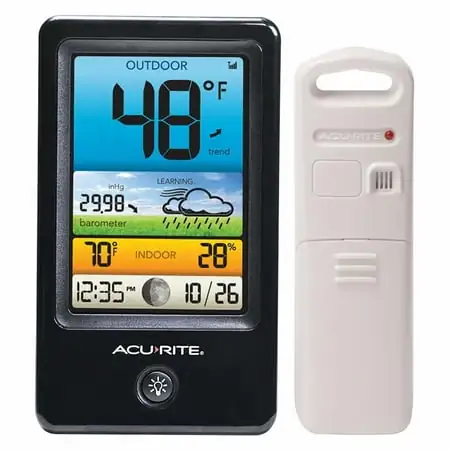 Acu Rite Color Forecaster with Temperature and Humidity Gauge, LCD Display, includes Outdoor
