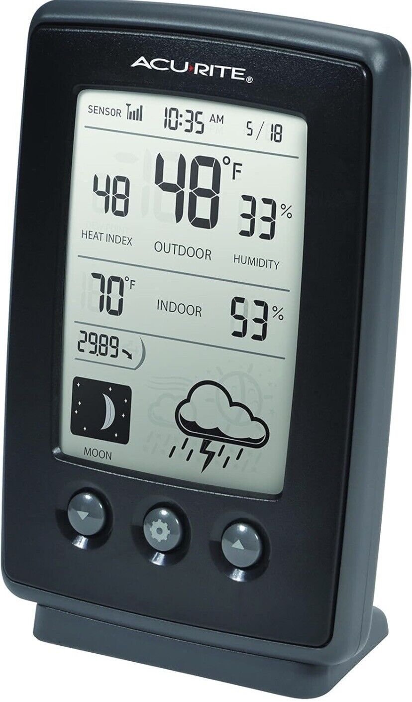 AcuRite Digital Weather Forecaster with Indoor/Outdoor Temperature, Humidity New