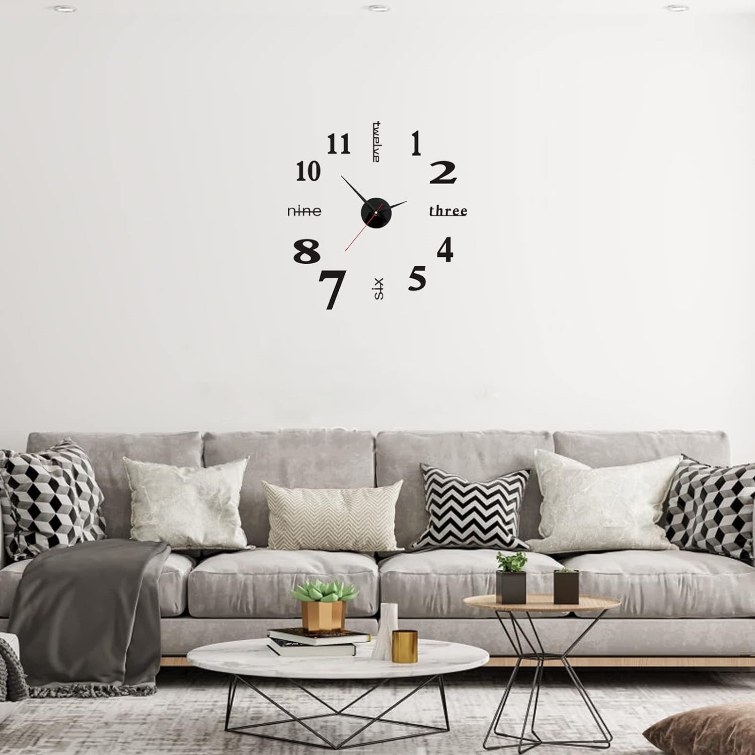 Aicoodar 10-20 Inch DIY Wall Clock, Frameless Silent Non Ticking Modern Home De