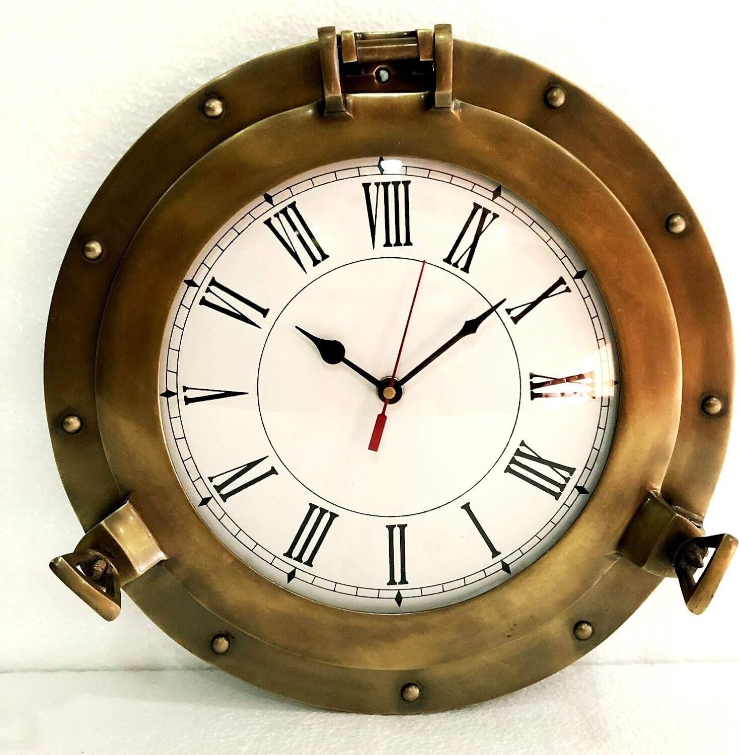 Antique Marine Brass Ship Porthole Clock Nautical Wall Clock Home Decorative