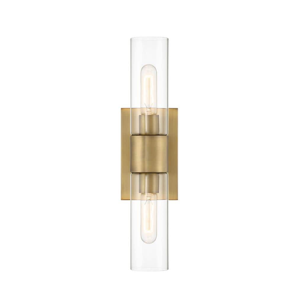 Anton 4.5 in. 2-Light Old Satin Bronze Transitional Wall Sconce with Clear...