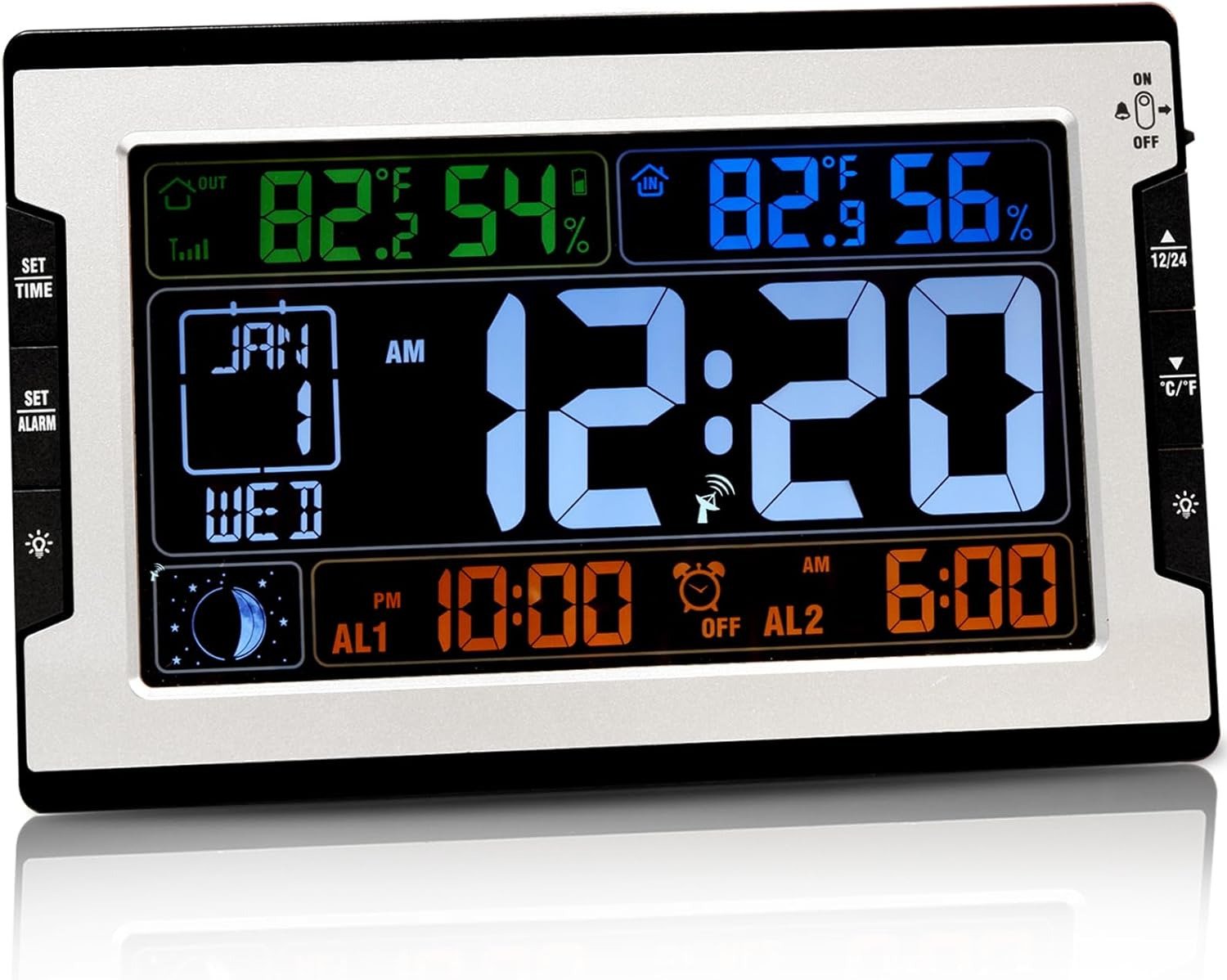 Atomic Clock, 8.5 Inch Adjustable Backlight Digital Wall Clock with Indoor Outdo