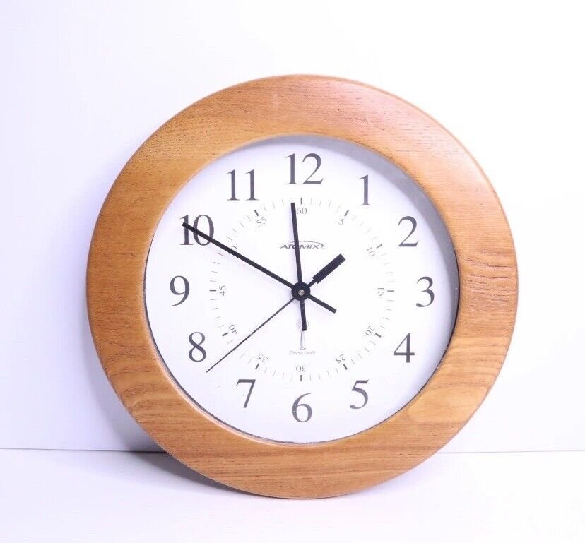 ATOMIX 12 Inch ATOMIC RADIO CONTROLLED WALL CLOCK For Parts/Repair AS IS