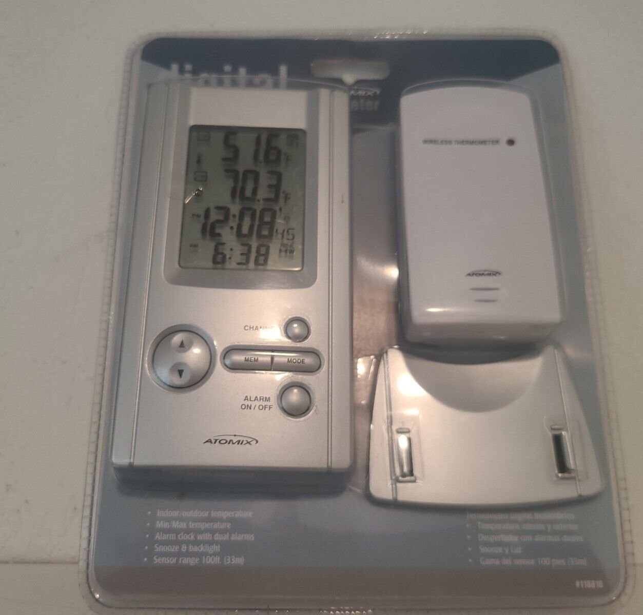 Atomix Calendar Wall Clock Thermometer Desk Temperature Time Date