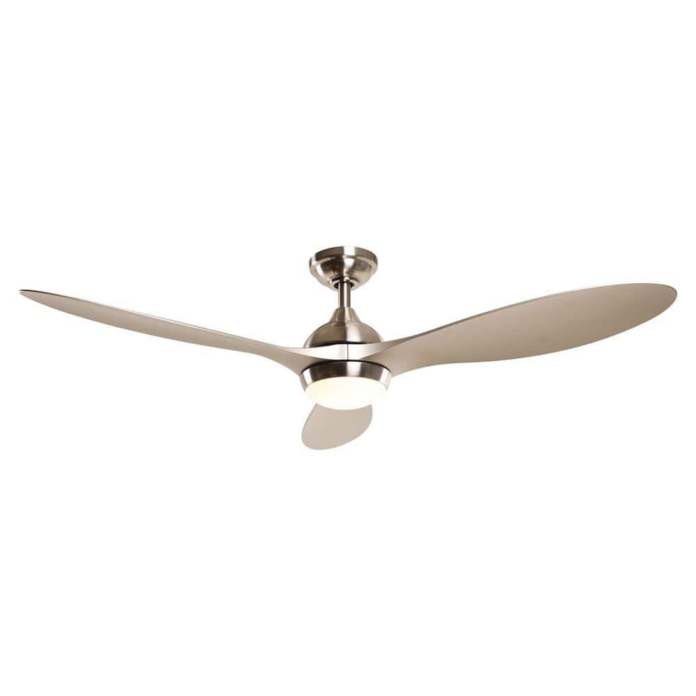 Bernardino 56 in. Brushed Nickel Downrod Mount LED Ceiling Fan with Light...
