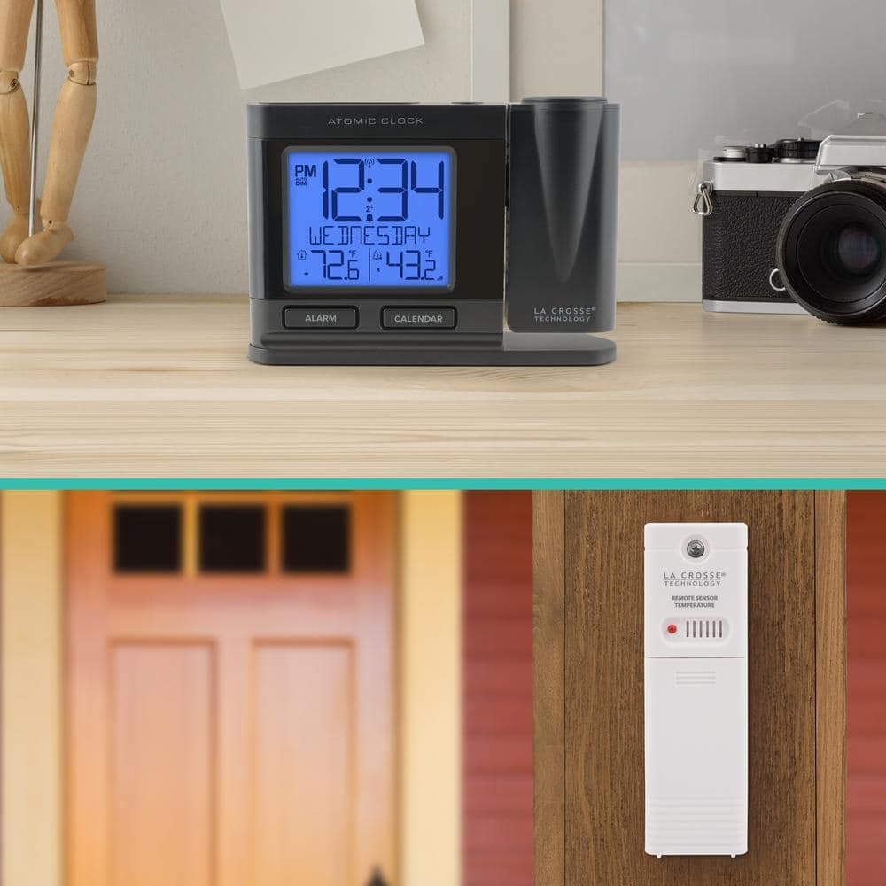 Black Atomic Projection Alarm Clock with Temperature