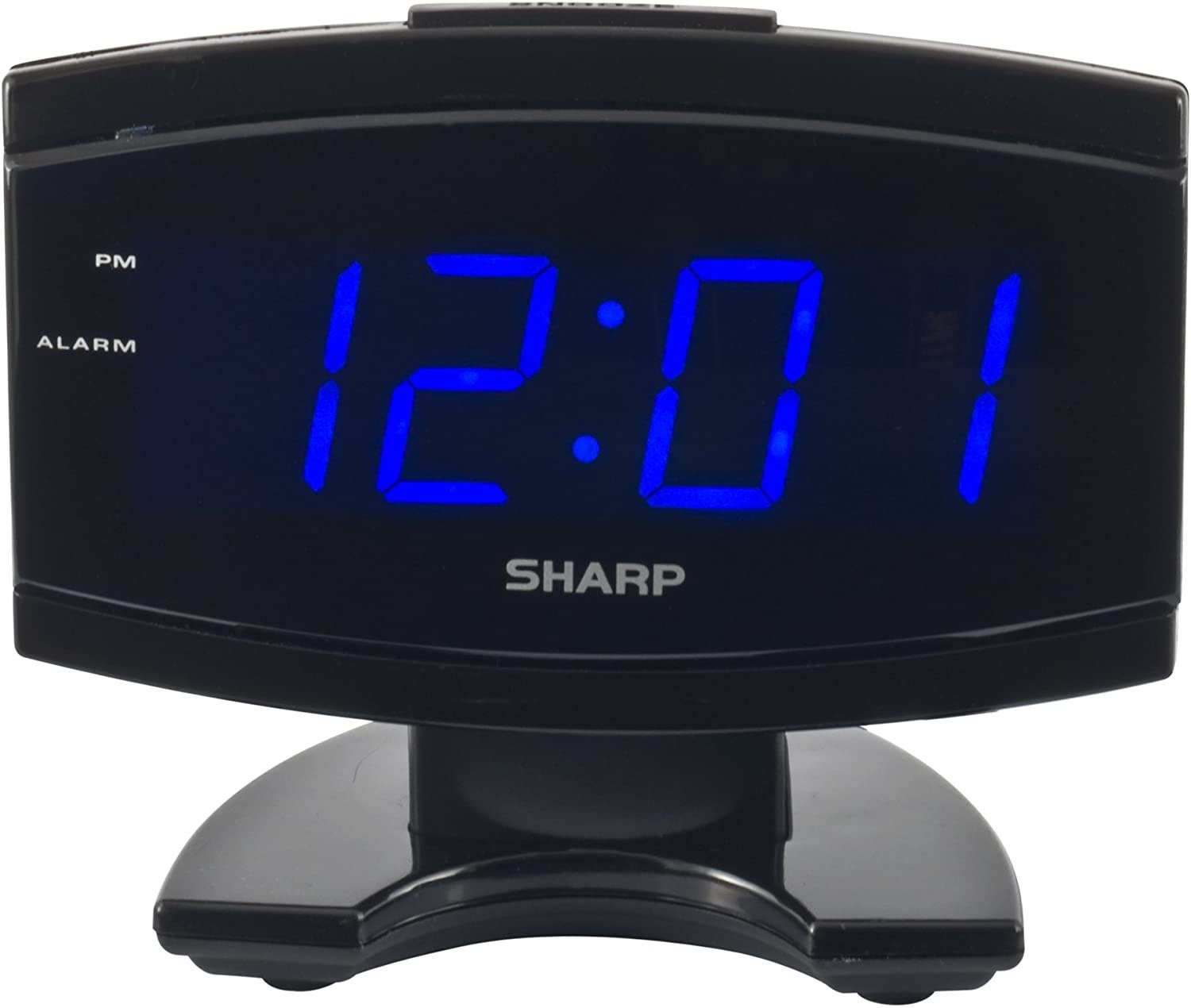 Black Large Digital Alarm Clock SHARP Blue LED Display Electric Beep Snooze NEW