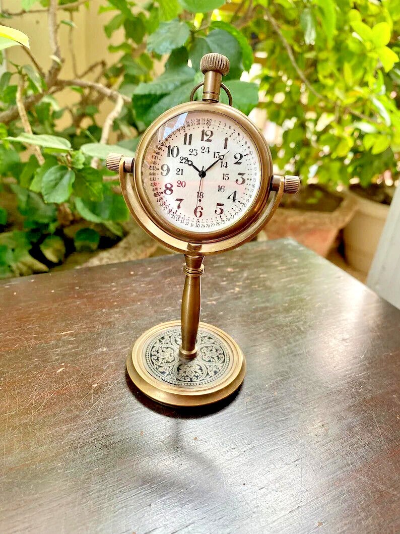 Brass Desk Clock/Table Watch/Desktop Clock/Home & Office Desk Nautical Décor