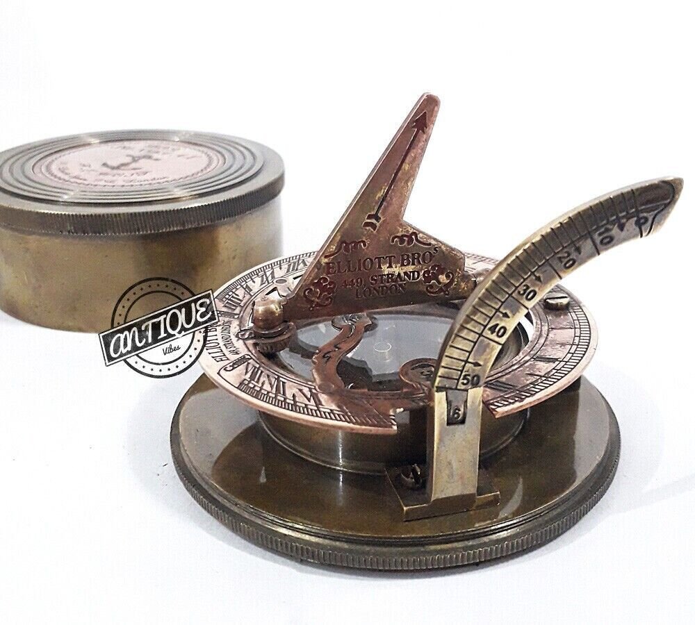 Brass Sundial Compass Nautical Maritime Antique Sun Clock Vintage Style Gifts
