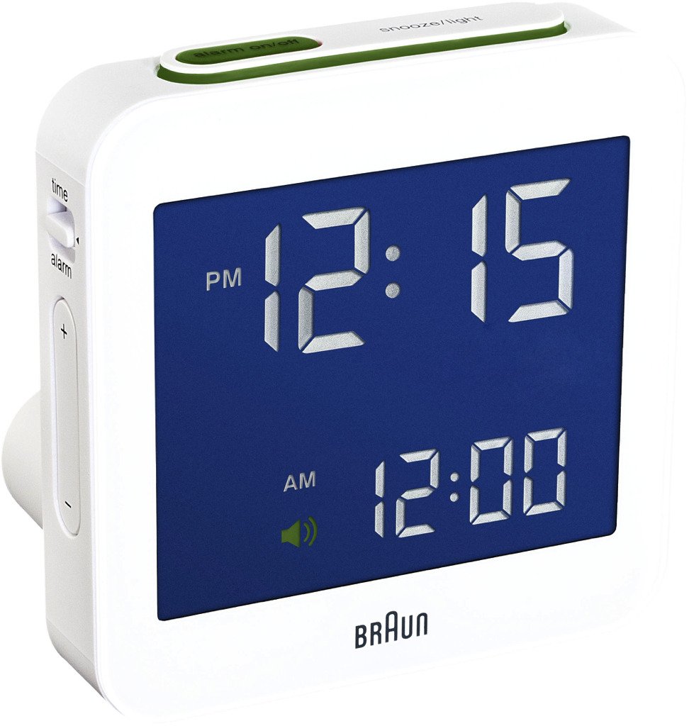 Braun BNC009WH Classic Square White Digital LCD Quartz Alarm Clock