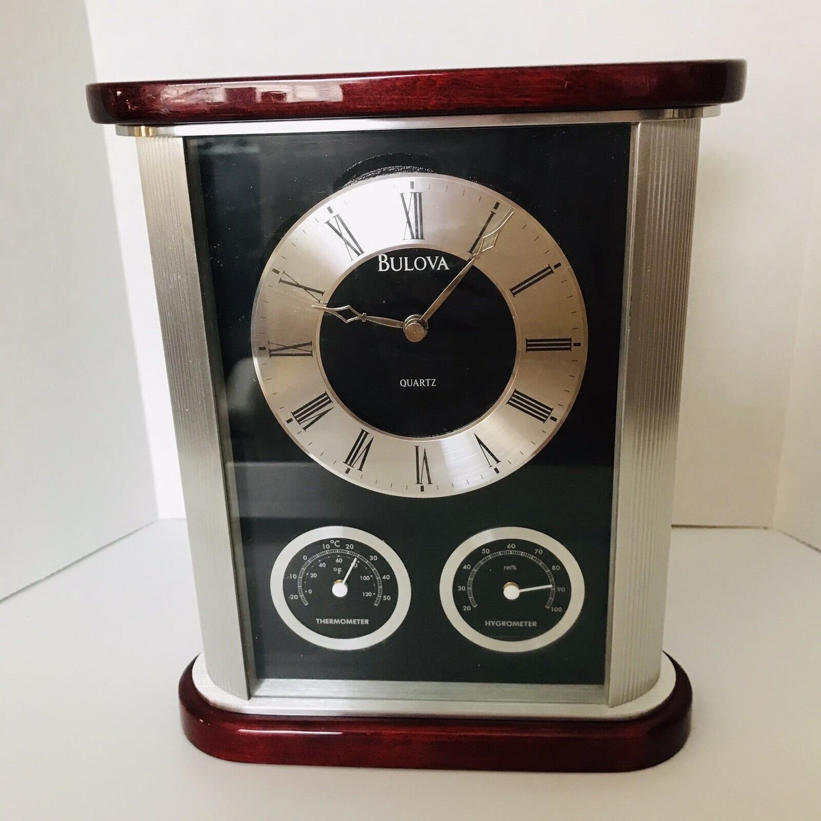 Bulova Belvedere Executive Desk / Mantel Clock /Weather Station - B7590