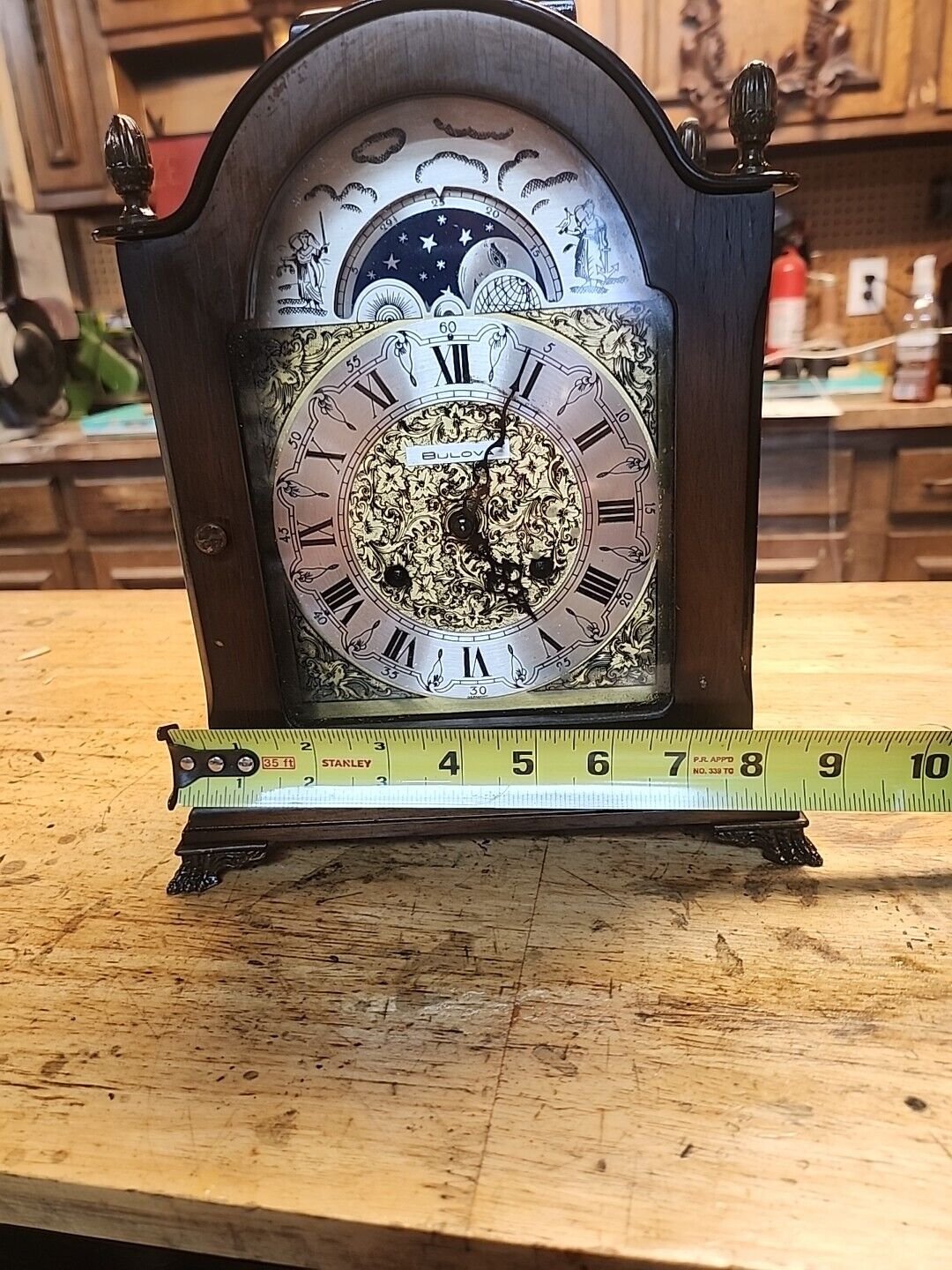 Bulova Vintage Walnut Wooden Mantle Strike Clock