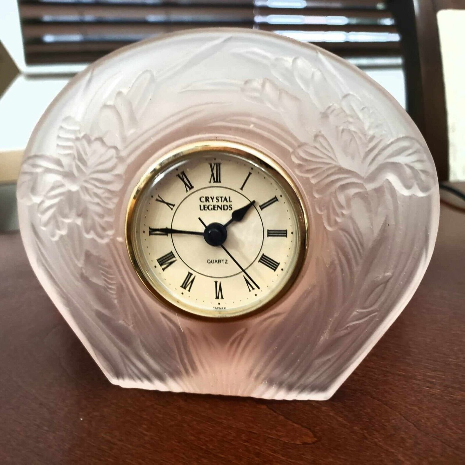 Collectible Pink & Gold Crystal Legends Quartz Mantel Clock - needs 1.5V battery