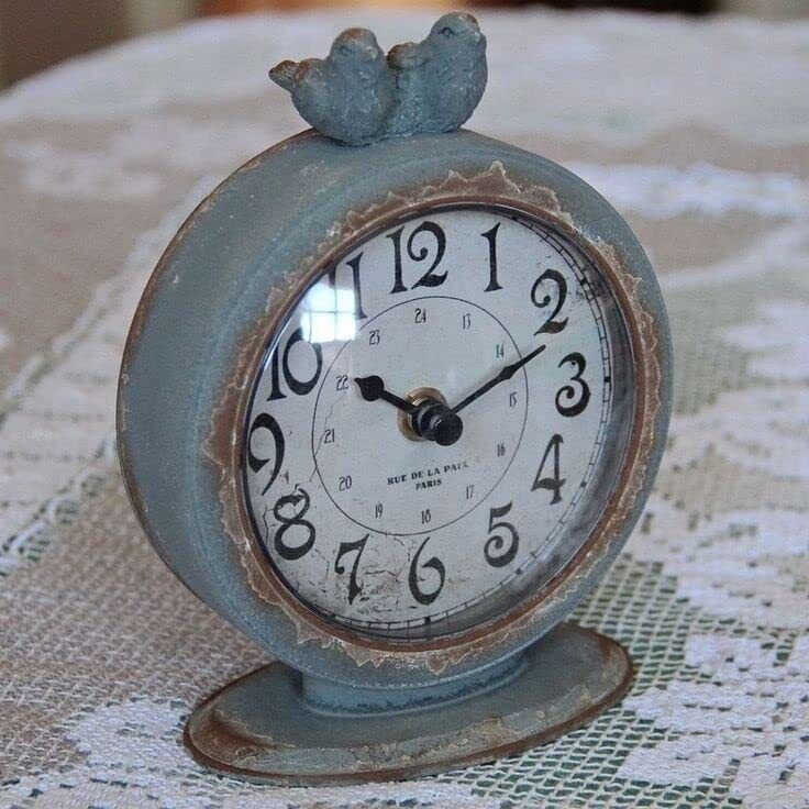 Creative Co-Op Grey Pewter Mantel Clock with Birds