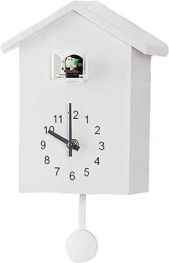 Cuckoo Clocks for Wall, Modern Design Cuckoo Clock, Makes a Great Housewarming or Birthday Gift Wall Clock, Cuckoo Clock for Home Decoration (White)