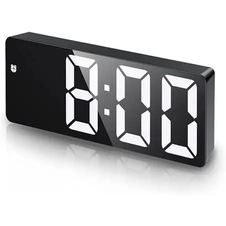 Digital alarm clock, LED clock, with temperature display, adjustable brightness photo