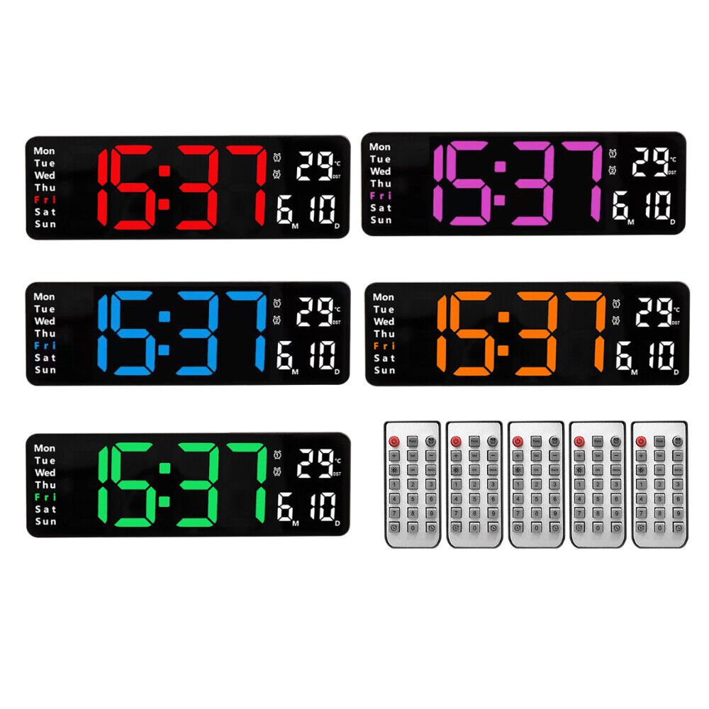 Digital Large Big Jumbo LED Wall Desk Clock Display W/ Calendar Temperature 13"