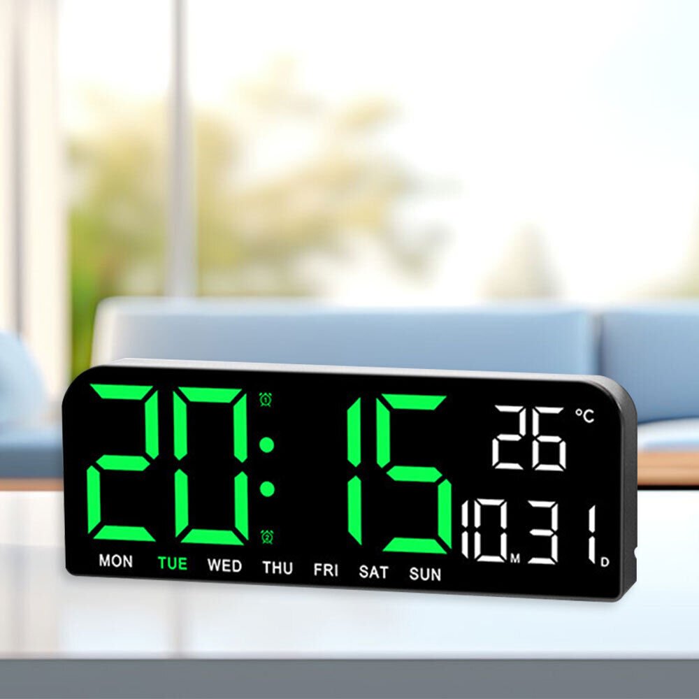 Digital Large Big LED Wall Desk Clock Display W/ Calendar Temperature Date US