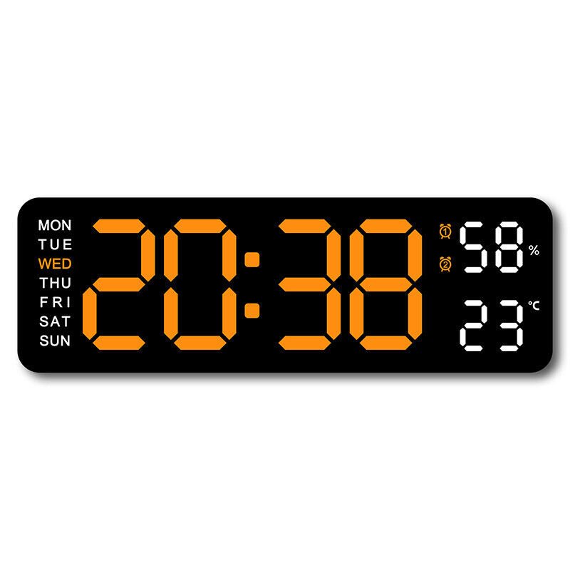Digital LED Large Display Wall Desk Alarm Clock With Calendar Temperature Date