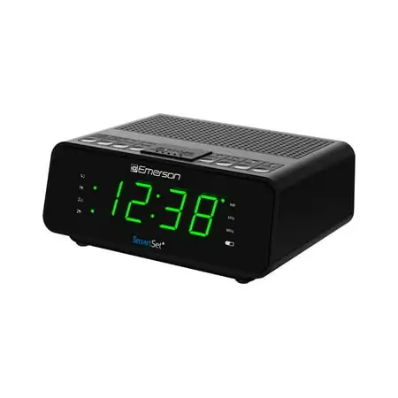 Emerson Smart Set AM/FM Dual Alarm Clock Radio, 0 . 9 Jade Green LED Display, CKS 1900
