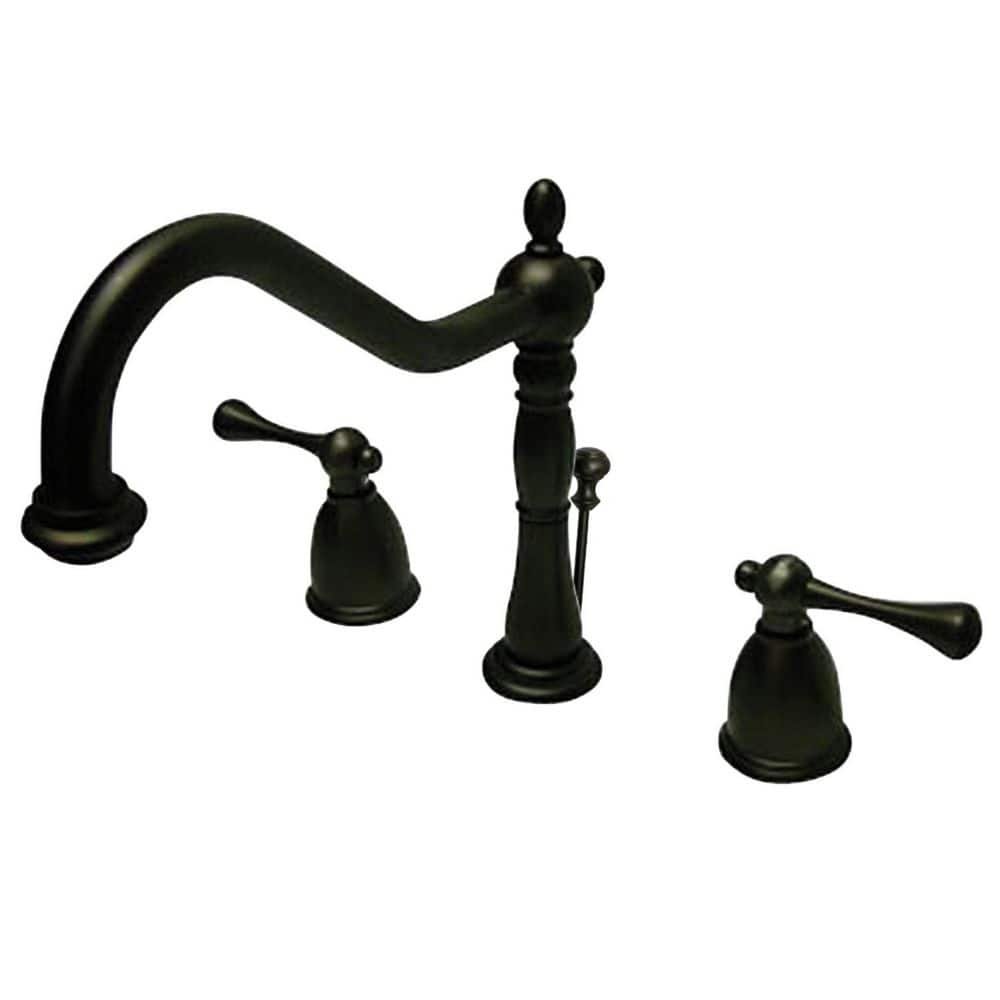 English Vintage 2-Handle 8 in. Widespread Bathroom Faucets with Brass Pop-Up in...