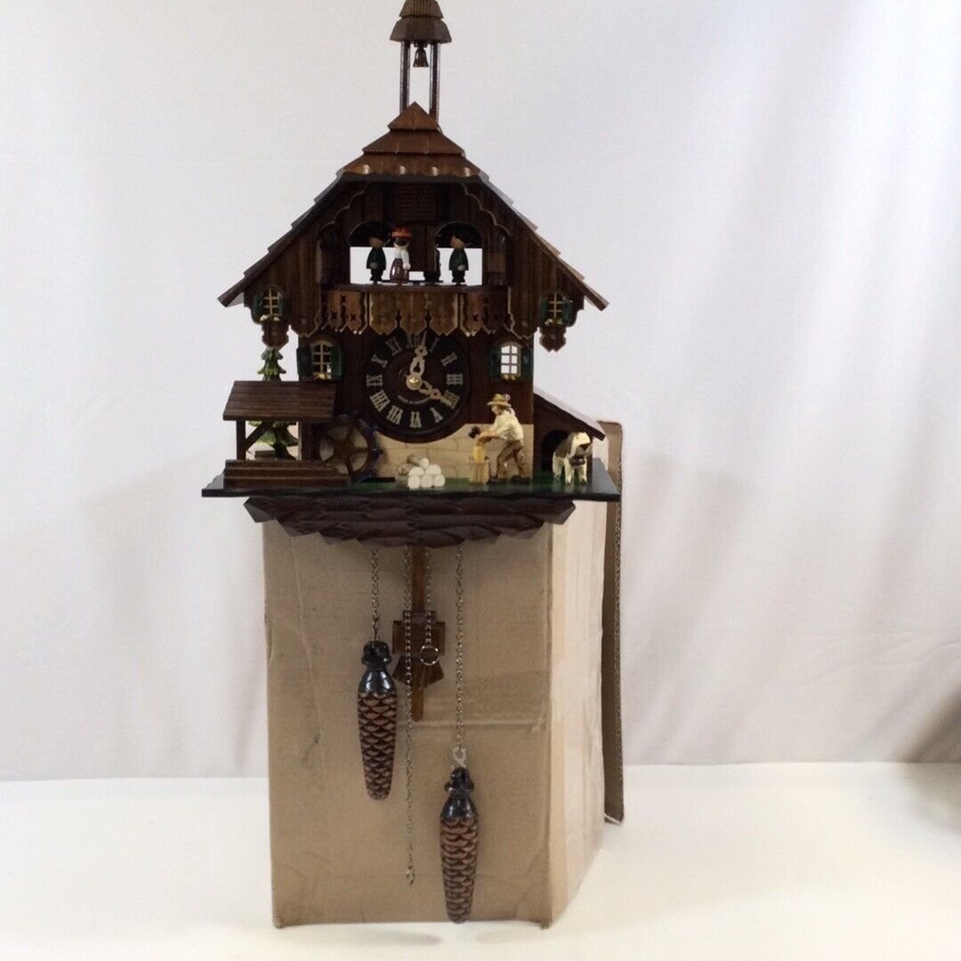 Engstler Brown The Busy Wood Chopper Adolf Herr Quartz Cuckoo Clock