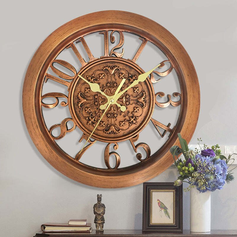 European Retro Wall Clock Home Round Clock 11 Inch Living Room Clock Creative