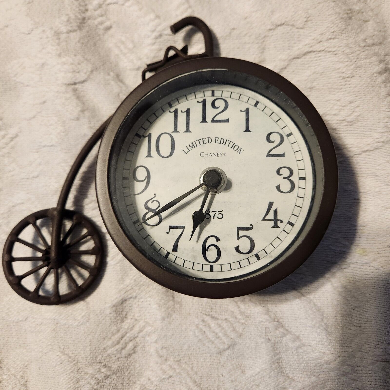 Farmhouse Distressed Brown Metal Bicycle Clock Desk,Table Top, Shelf or Mantel