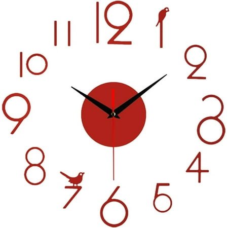 Frameless 3D Wall Clock Large Silent Mirror For Living Room Modern Wall Clock Number For Bedroom Home Office Decor Easy To Assemble (Hangs)