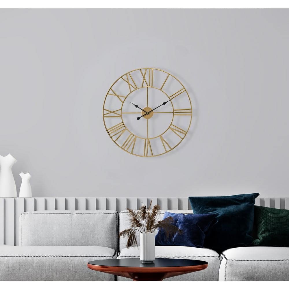 Gold Metal Analog Roman Numeral Wall Clock